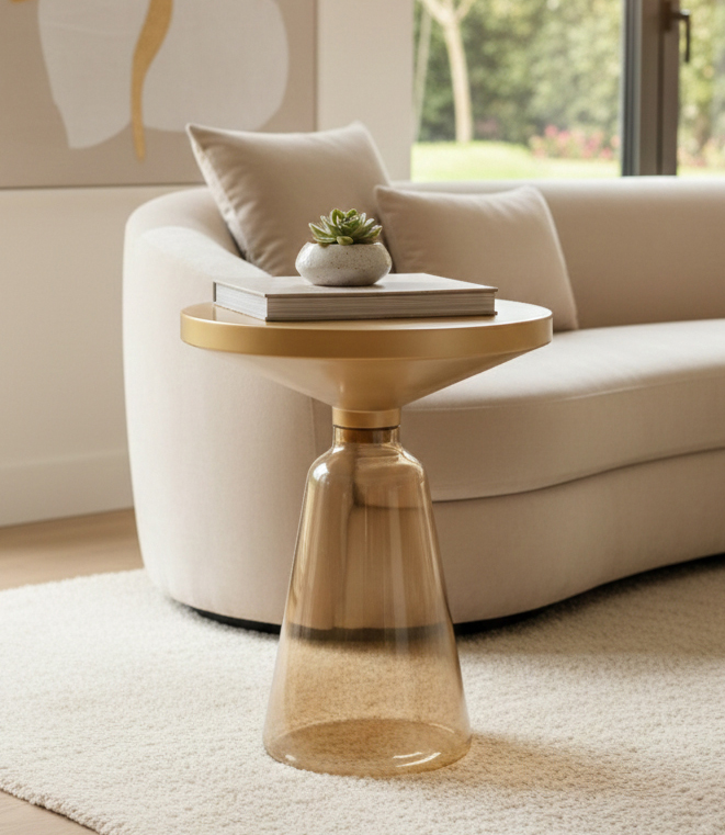 Filbert Taupe Smoke Accent Table